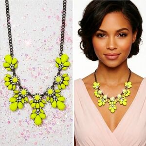 Silver Plated yellow Crystal bib necklace